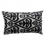 SILK IKAT CUSHION COVER SILVER BLACK     - CUSHIONS